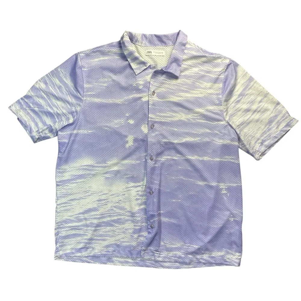 Zara Purple and White Casual Button Down Shirt size XL - Picture 2 of 10